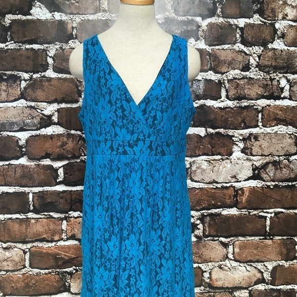 Mac + Jac Dress Teal Blue Lace Sleeeveless Midi XL - Picture 4 of 14